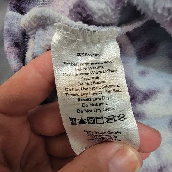 Eddie Bauer Purple Blue Cloud Wash 1/4 Zip Fleece Pullover Mock Neck L - Picture 7 of 8